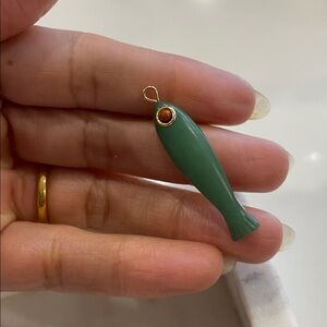 Sage Green Fish Pendant with Amber Tone Eye- 1 1/4